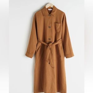 & OTHER STORIES Khaki Linen Blend Trench Coat size US 0 EUR 32- could fit small